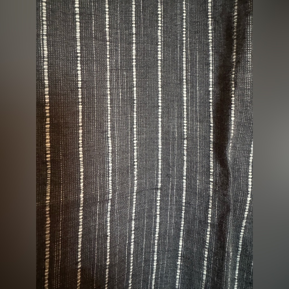 Eileen Fisher Organic Linen Pants LARGE Gray Striped Wide Leg BOHO High Rise - Picture 3 of 7